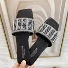 Летние Стразы, женские тапочки с буквами G, сандалии, обувь, Нескользящие шлепанцы с плоской подошвой, женские сандалии, Размеры 35-42