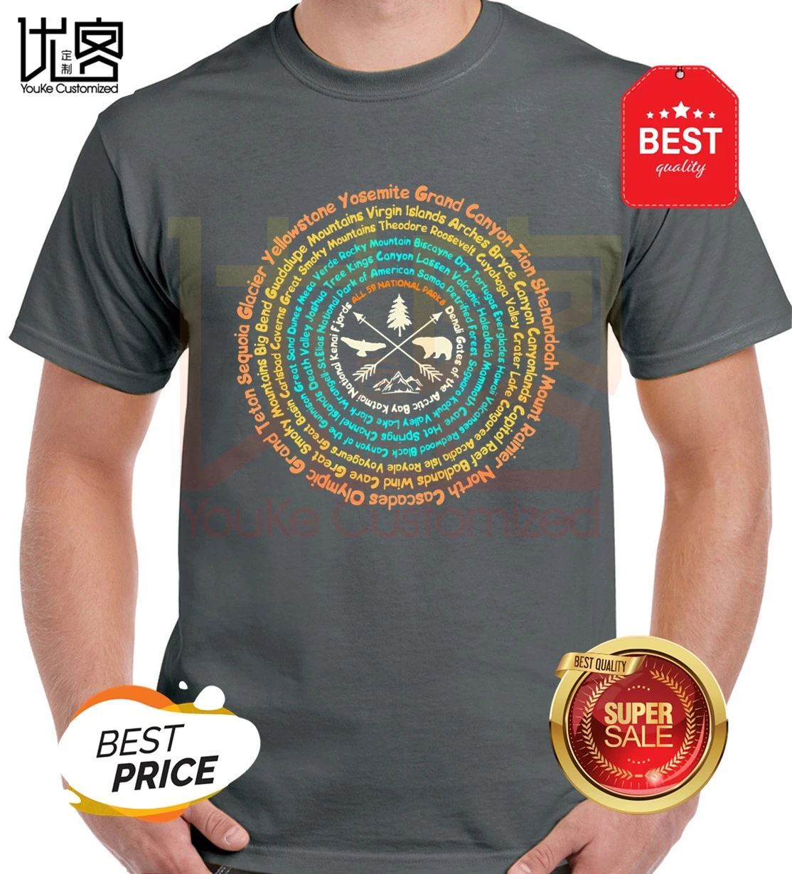 Защитная походная футболка для всех 59 национальных парков США | Мужская одежда
