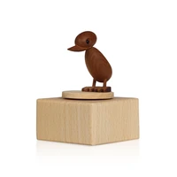 cute animal duck shaped small square base wooden music box