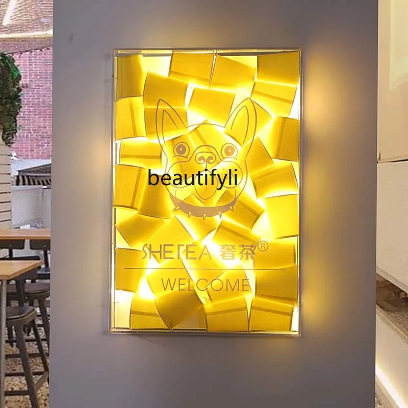 

zqSignboard Acrylic Light Box LED Luminous Characters Company Door Wall Hanging Production Billboard Advertising Word Door Plate