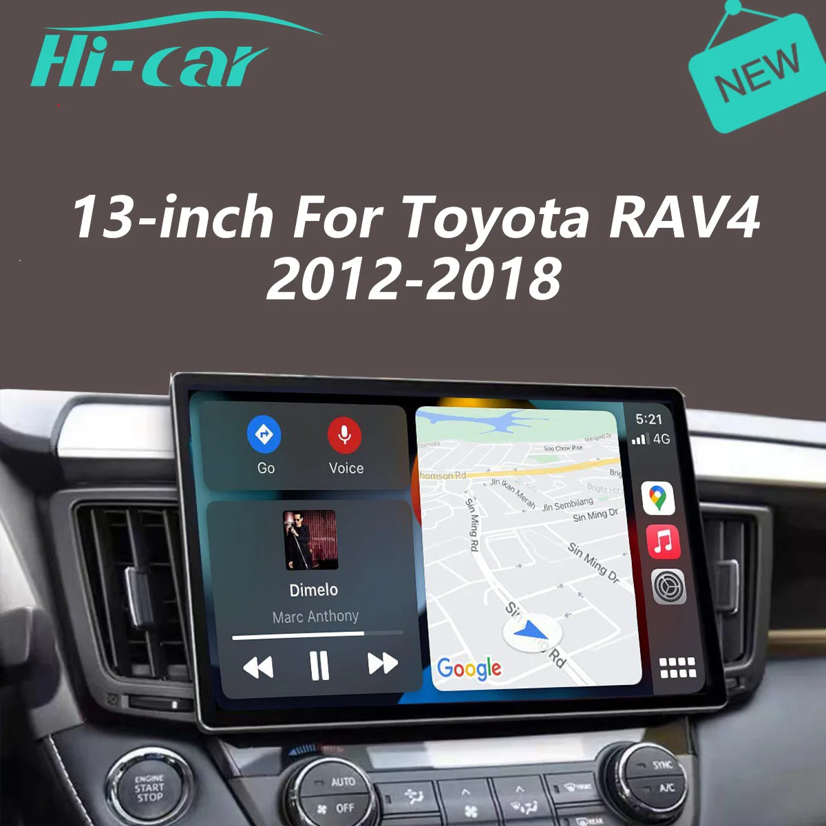 Автомобильный мультимедийный плеер, мультимедийная стерео-система на Android, с GPS, для Toyota RAV4, типоразмер 2 Din, экран 13 дюймов, 4 дюйма, для Toyota RAV4 2012-2018