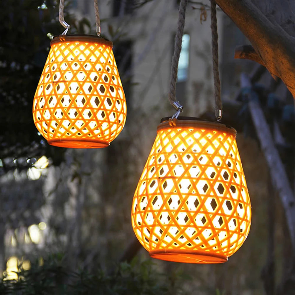 

Outdoor Solar Hanging Lanterns With Handle Warm Light 3000K IP44 Waterproof For Wedding Yard Garden Farmhouse Decoration