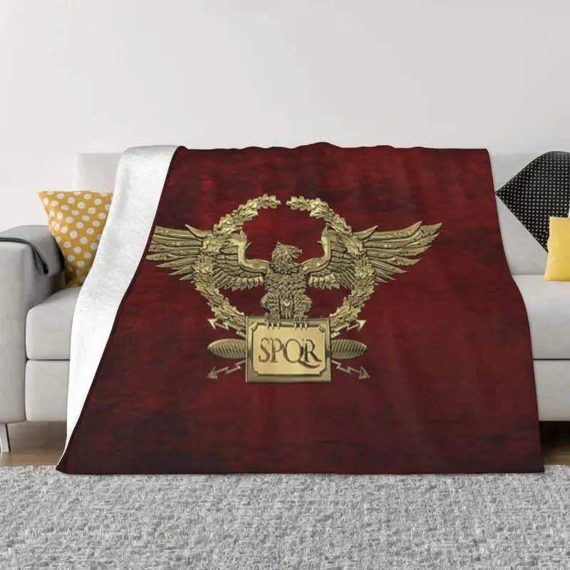 

Gold Roman Imperial Eagle Blanket Flannel Fleece SPQR Special Edition Over Red Throw Blankets for Car Bedroom Sofa Bedspreads