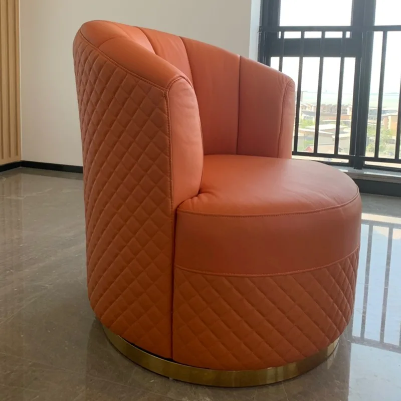 Фото Стулья для гостиной Factory Direct Argyle Кожа из микрофибры Круглая вращающаяся мебель для гостиной Удобный подлокотник Aset Acc №4