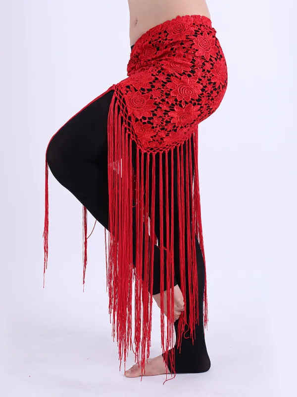 

Sexy Belly Dance Tassel Lace Triangular Scarf Indian Dance Dress Hip Scarf Belt Dancer Skirt Female Stage Performance Dresses