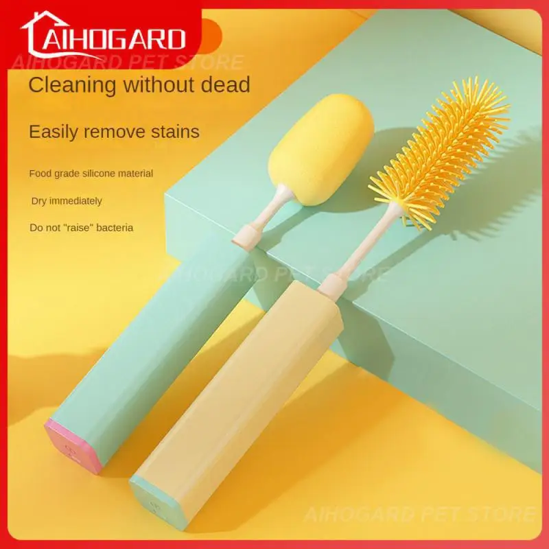 

Cup Scrubber Easy Decontamination Removable Brush Head Bottle Cleaning Brush Food Grade Soft Rubber Material Hygienic Convenient