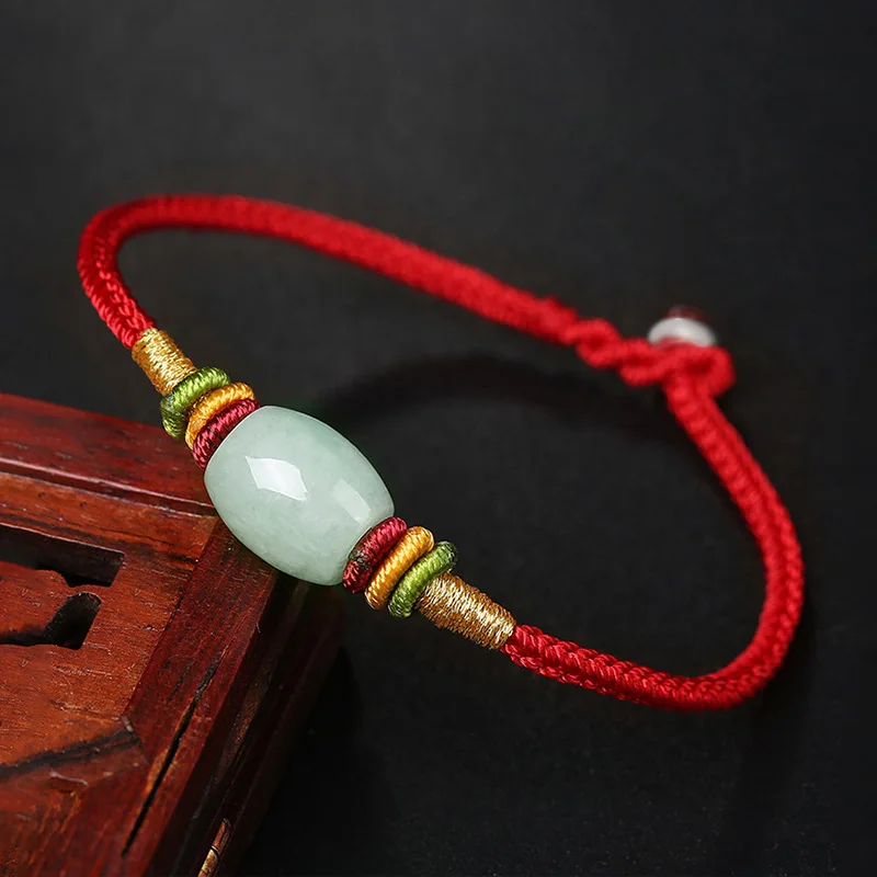 Высококачественный Плетеный вручную восьмиугольный безопасный браслет из нефрита с бусинами для женщин красный плетеный браслет Benmingnian