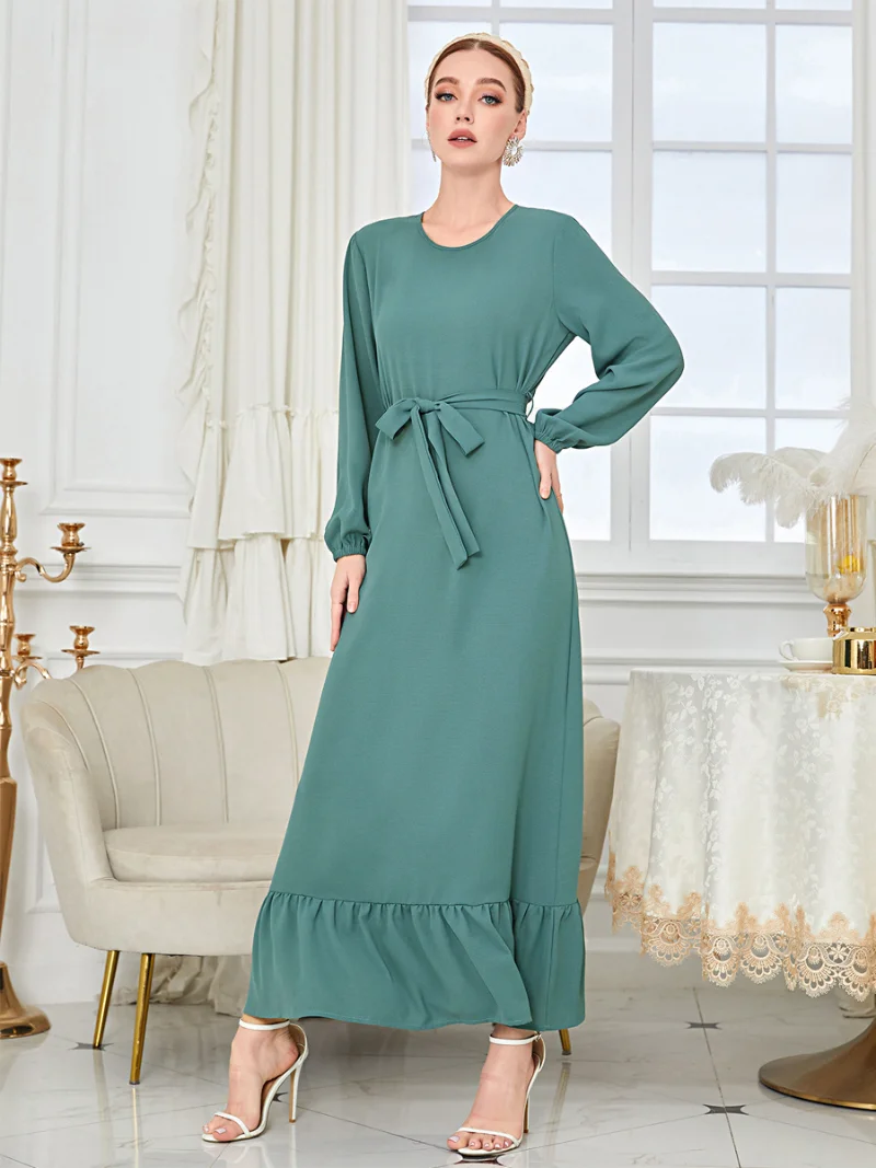 Dress Eid Muslim Women Saudi Arabic Abaya Party Belt Dresses Ramadan Abayas Caftan Kaftan Elegant Vestidos Dubai Arab Turkey