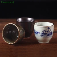 ceramic tea cup teaware commercial japanese water cup household sushi cooking straight body cup tableware rough pottery cup