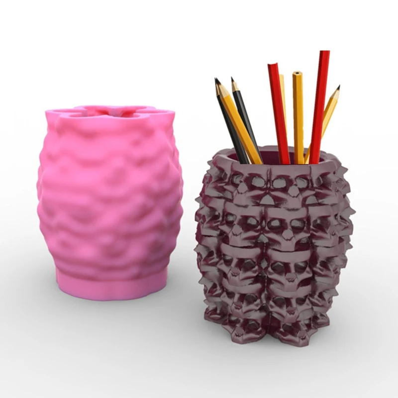 

Succulent Flower Pot Silicone Mold Plaster Cement Mold Skull Pen Holder Mold