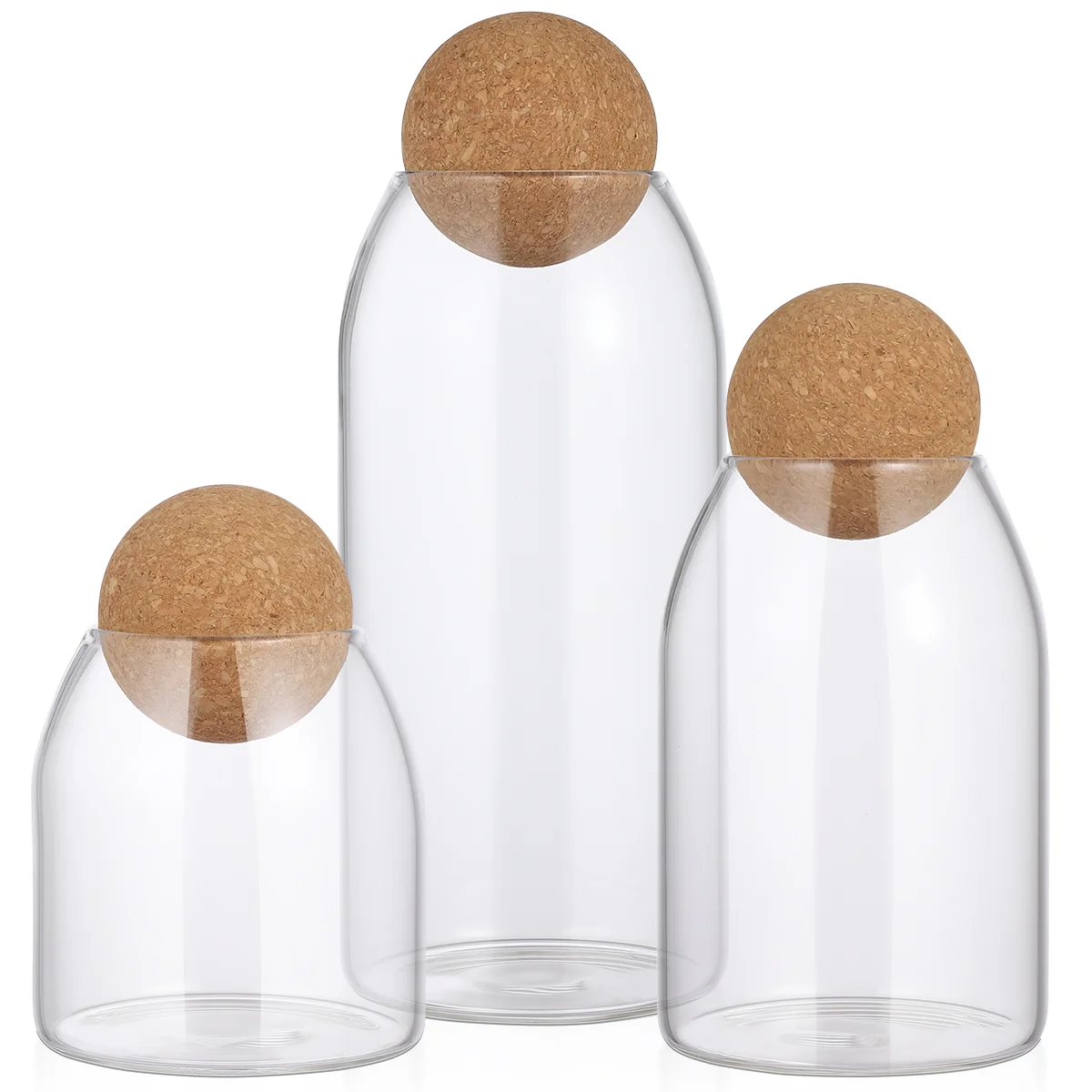 

BESTONZON 3pcs Transparent Glass Storage Tank Borosilicate Glass Sealed Cans Food Grains Container with Cork