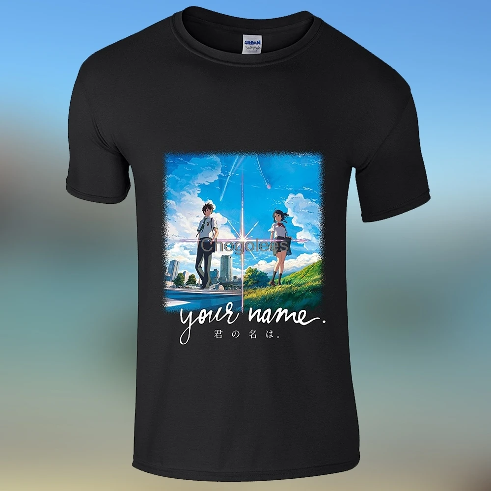 Совершенно новая Мужская хлопковая футболка с коротким рукавом из аниме Your Name Kimi