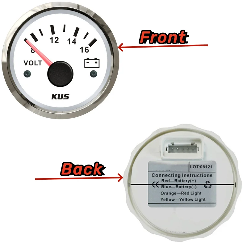 KUS указательный тип датчики напряжения 52 мм вольтметры 8-16 В дисплей