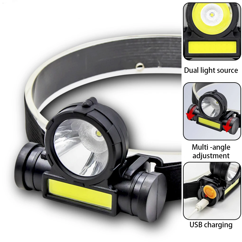 

Налобный мини-фонарь с USB-зарядкой, регулируемый портативный уличный фонарь для ночной рыбалки, верховой езды, скалолазания, светильник