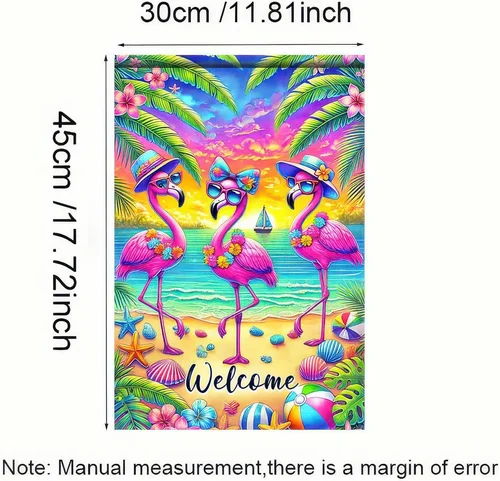 Флаг для сада Welcome Flamingo Summer Garden, 12X18, двусторонний, с тропическими листьями, для улицы D TTP AAL HHM WZZ (art.: 3920dae0af29c) - 3920dae0af29c