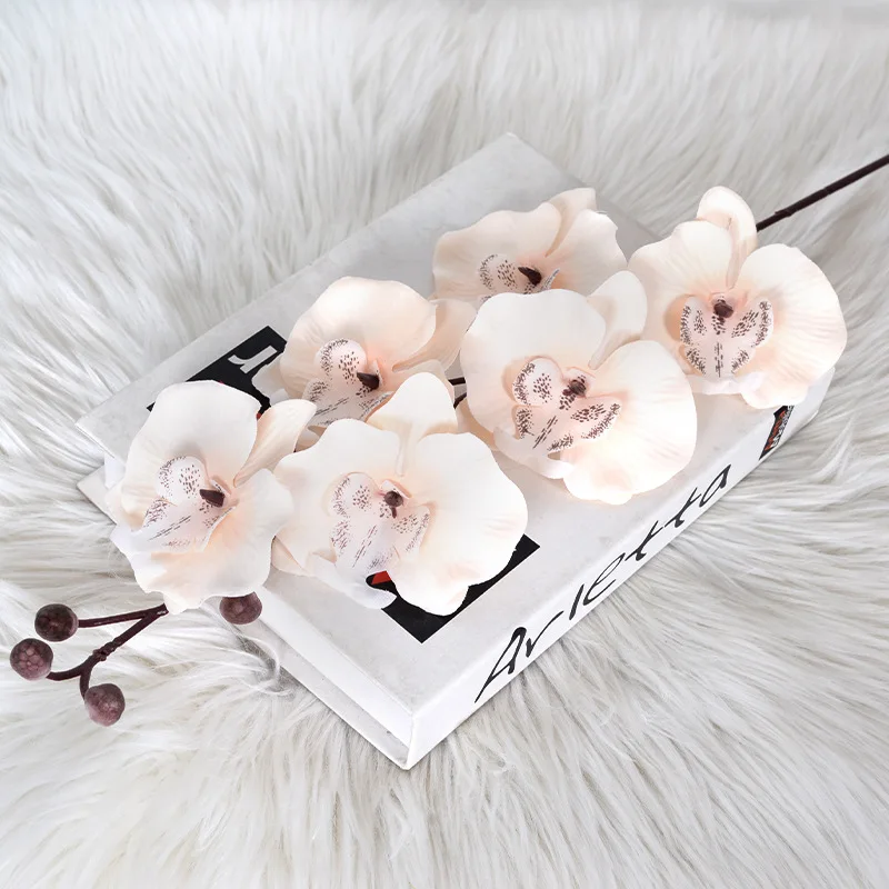 1 шт. цветы орхидеи из шелка 6 головок |