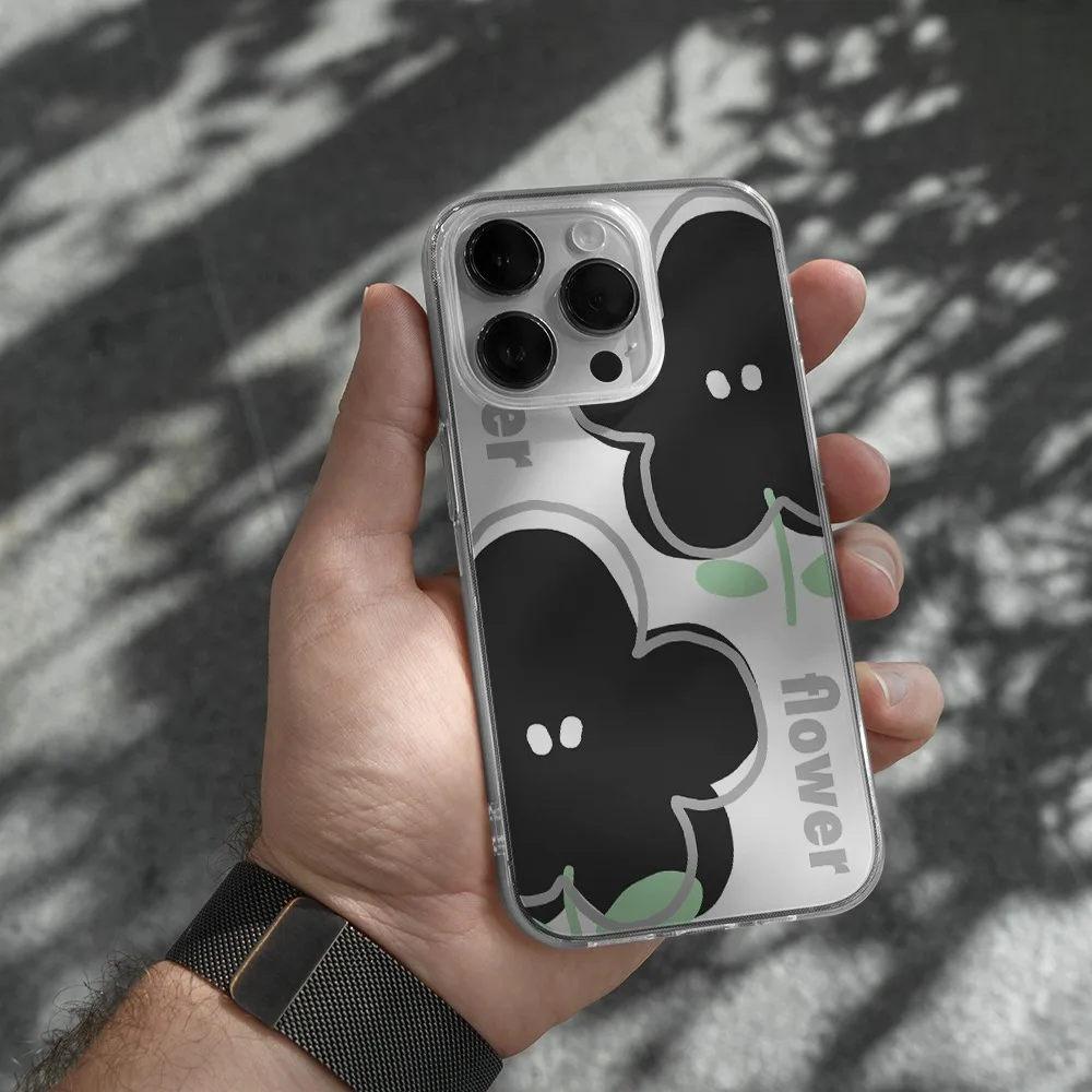 Стильный простой чехол Floret для телефона IPhone 16 15 14 13 11 Pro Max XR XS X Plus прозрачный
