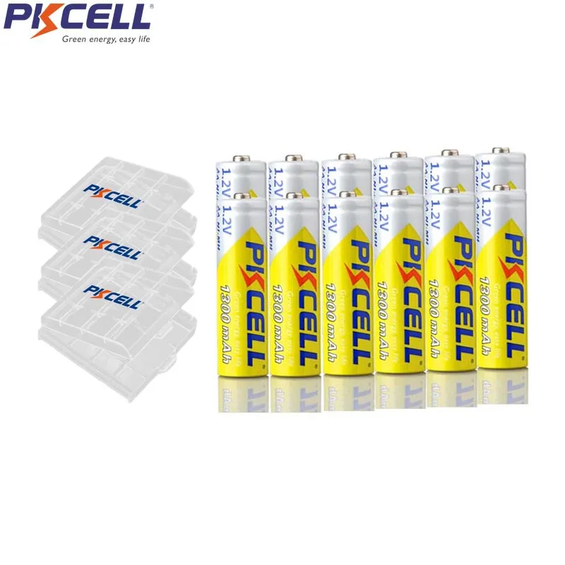

Аккумуляторные батареи PKCELL AA NiMH, 1300 мАч, 1,2 в, Ni-MH, 2 А, 3 шт.