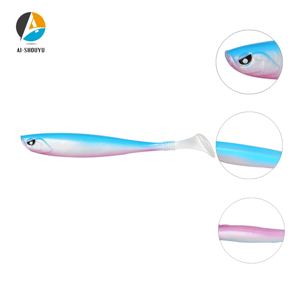 AI-SHOUYU 3 шт. Мягкая рыболовная приманка 120 мм 10 г 3D глаза T Tail Swimbait Япония Shad Worm