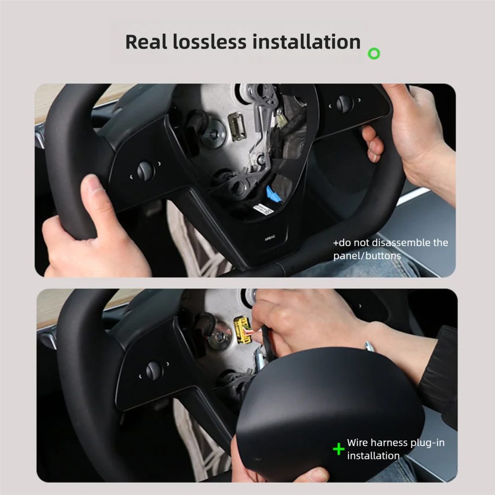 Фото Персонализированный спортивный руль для Tesla Model 3 Highland/Y L/Y Juniper из премиальной кожи Nappa с карбоновыми вставками и подогревом №5