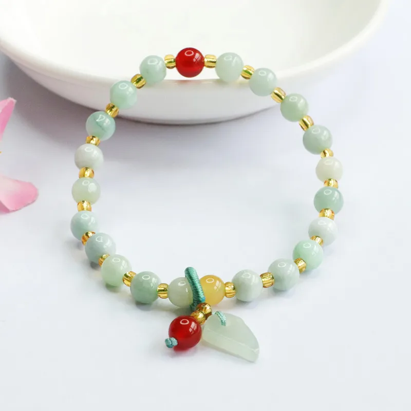 

Natural A Jadeite Hand Carved 6mm Bead Jade Bracelet Fashion Boutique Jewelry Men and Women Agate Bracelet Gift