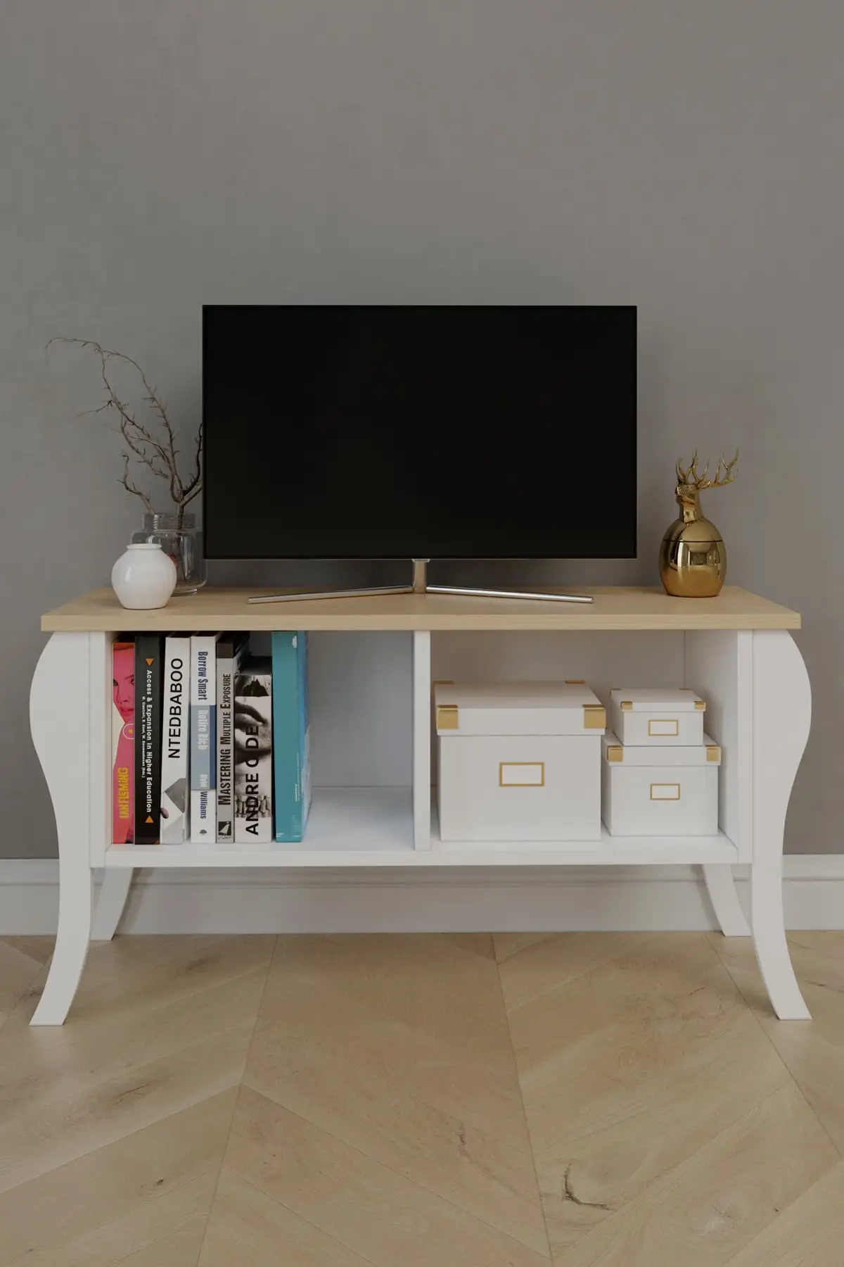 

Modern Lukens Flip Capless Tv Unit 90cm Television table Oak