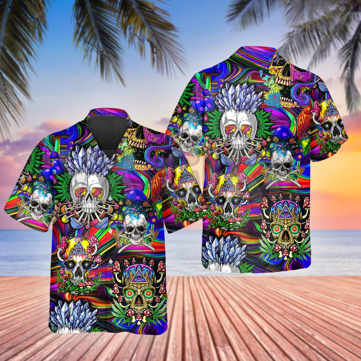 Fancy Rock Skull 3D All Over Printed Hawaiian Shirt Men's For Women's Harajuku Casual Shirt Unisex