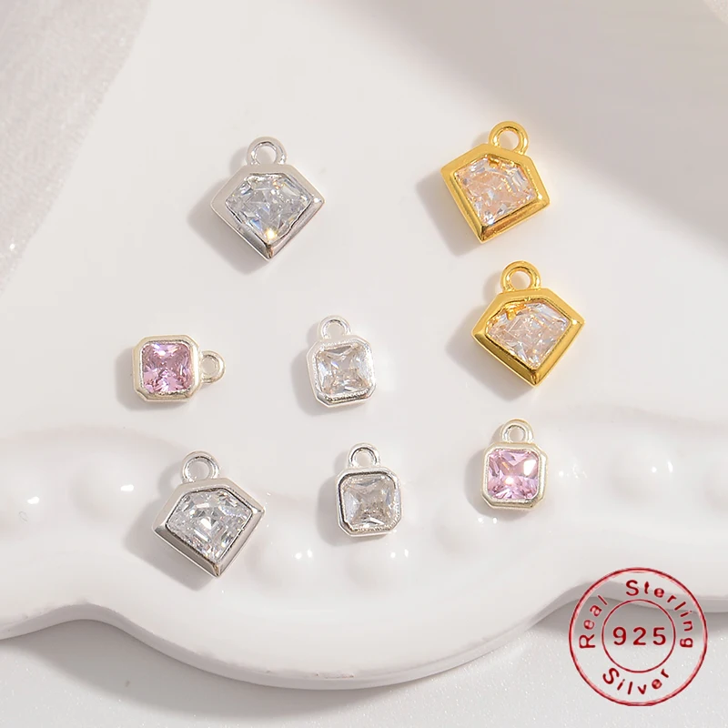 S925 Стерлинговое Серебро Микро-вставка Пятиугольный квадратный небольшой кулон