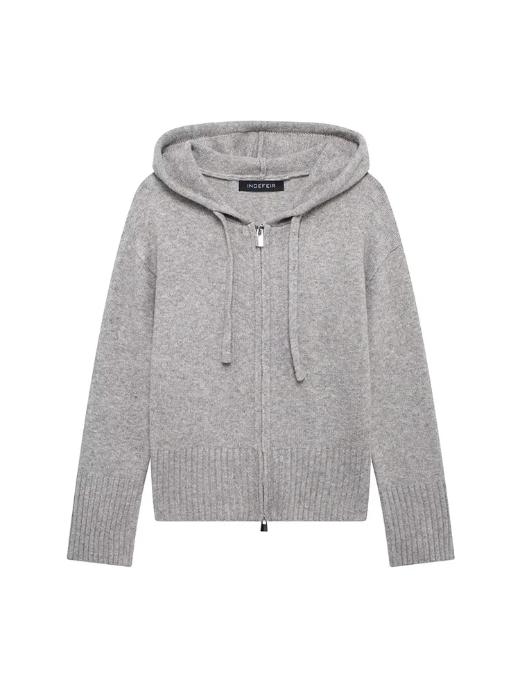 Осень/зима 2023 женское простое модное вязаное пальто с капюшоном и длинными