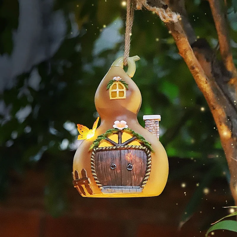 

Creative Solar Energy Simulation Gourd Night Light Ornaments Outdoor Garden Pendants Courtyard Lawn Landscaping Resin Crafts