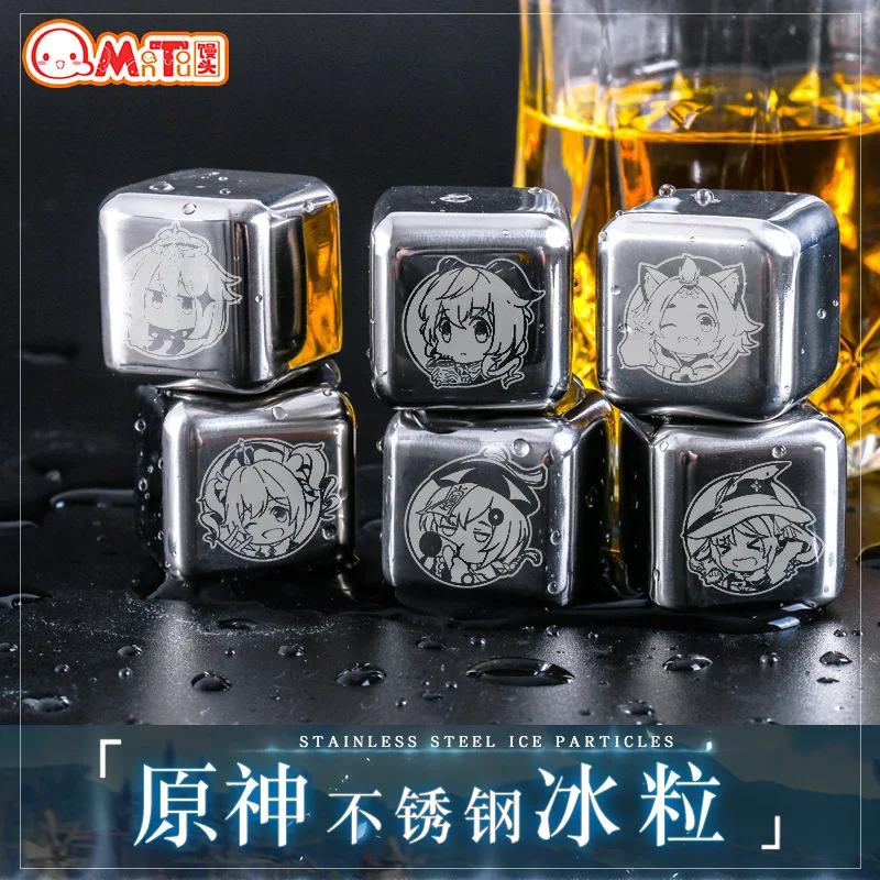

Anime Figures Genshin Impact Peripheral Products 304 Stainless Steel Ice Pellets6 Pcs Qiqi Barbara Pymon Summer Ice Particles