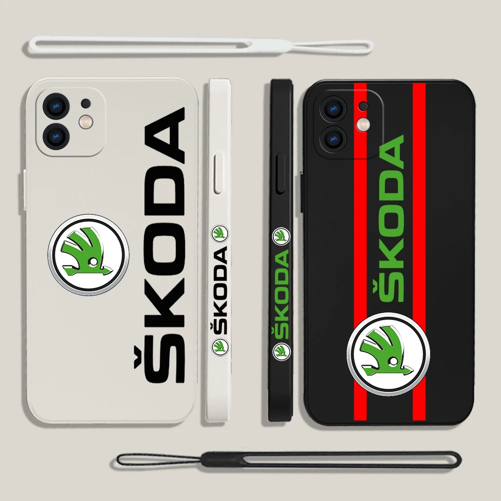 

Super Car Design-Skoda Phone Case For Xiaomi Redmi Note 12 11 11T 10 10S 9 Pro Plus 10C 9A K40 K50 K60 4G 5G With Hand Strap