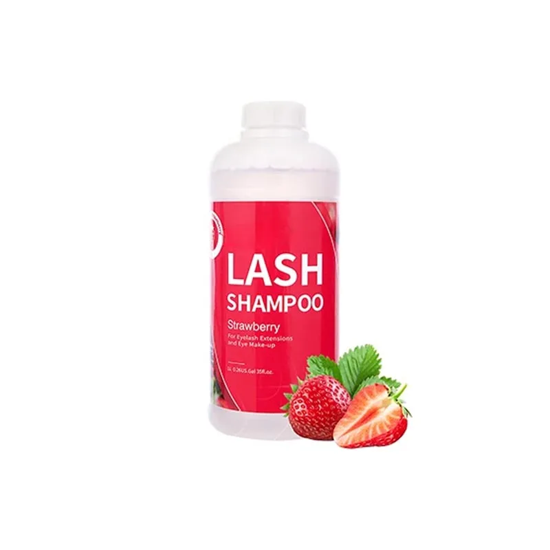 1L Lash Shampoo Strawberry Flavor No Irritation Lash Lift and Growth Kit Bottles Brushes Eyelash Extension Eyelash Cleanser Foam