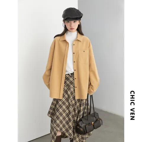 Женская рубашка CHIC VEN однотонная из хлопка