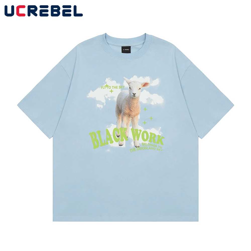 

Футболка мужская хлопковая с коротким рукавом, Свободный Повседневный Топ с круглым вырезом и надписью, уличная одежда с животным принтом, на лето