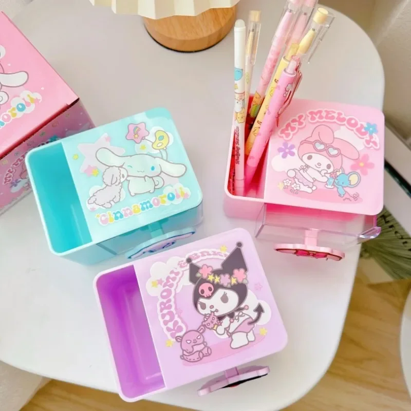 

Kuromi Sanrio My Melody Cinnamoroll Anime Kawaii Storage Box Cute Cartoon Desktop Sundries Organizing Drawer Box Pen Container