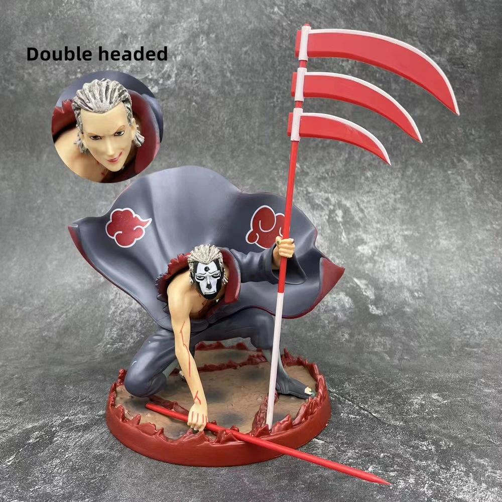 

Naruto Anime Figure Gk Statue Akatsuki Hidan Double Head Double Base Display Ornament Dolls Toy Gift 27cm