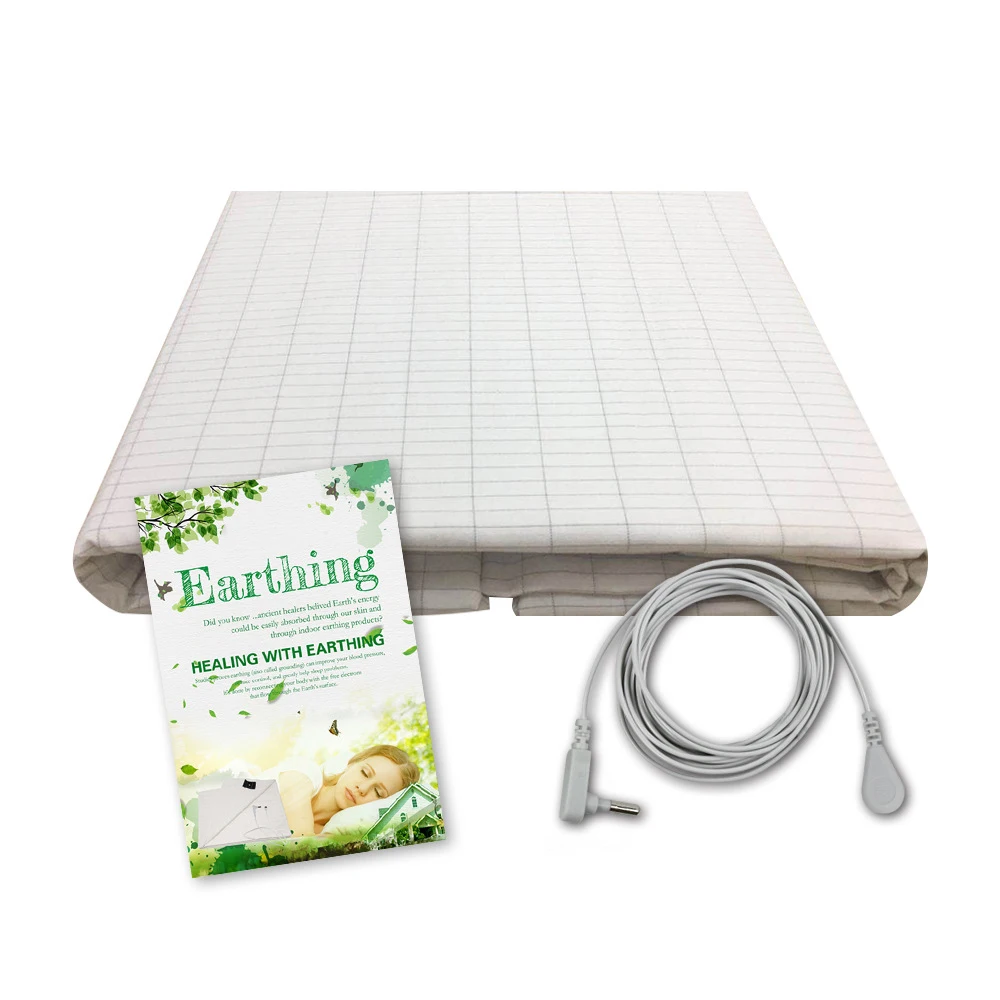 1 Set 4 Sizes Bed Earthing Grounding Sheet Mat with Conductive Copper Cord UK Plug for Health and EMF Protection Home Textiles