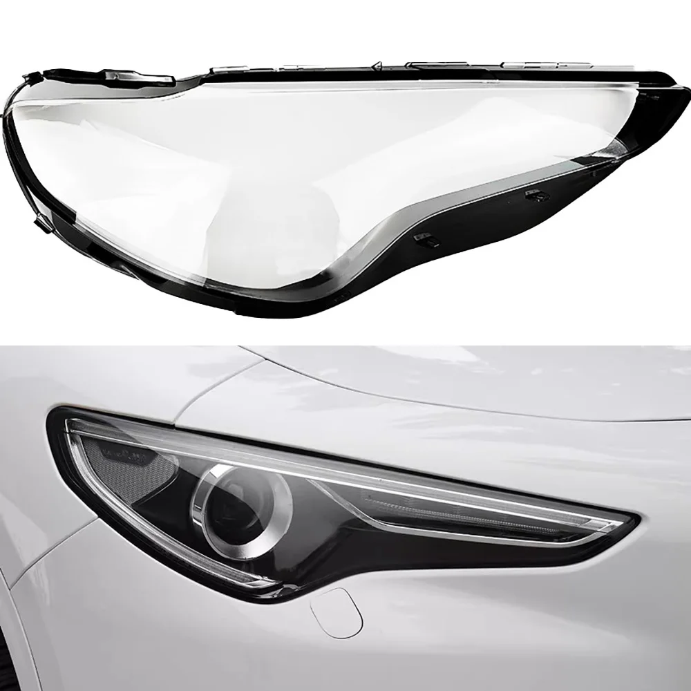 Чехол для автомобильной фары для Alfa Romeo Stelvio 2017-2022, крышка для фар автомобиля, абажур, стеклянная крышка, колпачки для фар