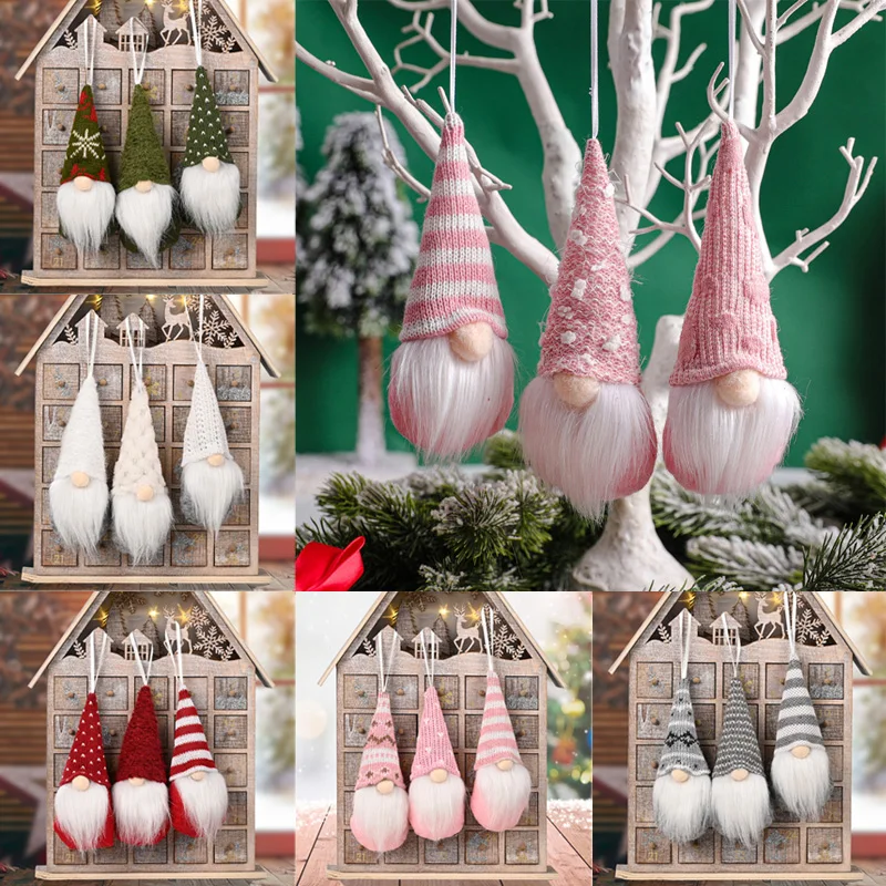 

3 шт., Новогодняя мини-кукла в виде леса для пожилых людей, подвеска на елку, Рождественское украшение для дома, кукла-гном, рождественские подарки для детей на новый год 2023