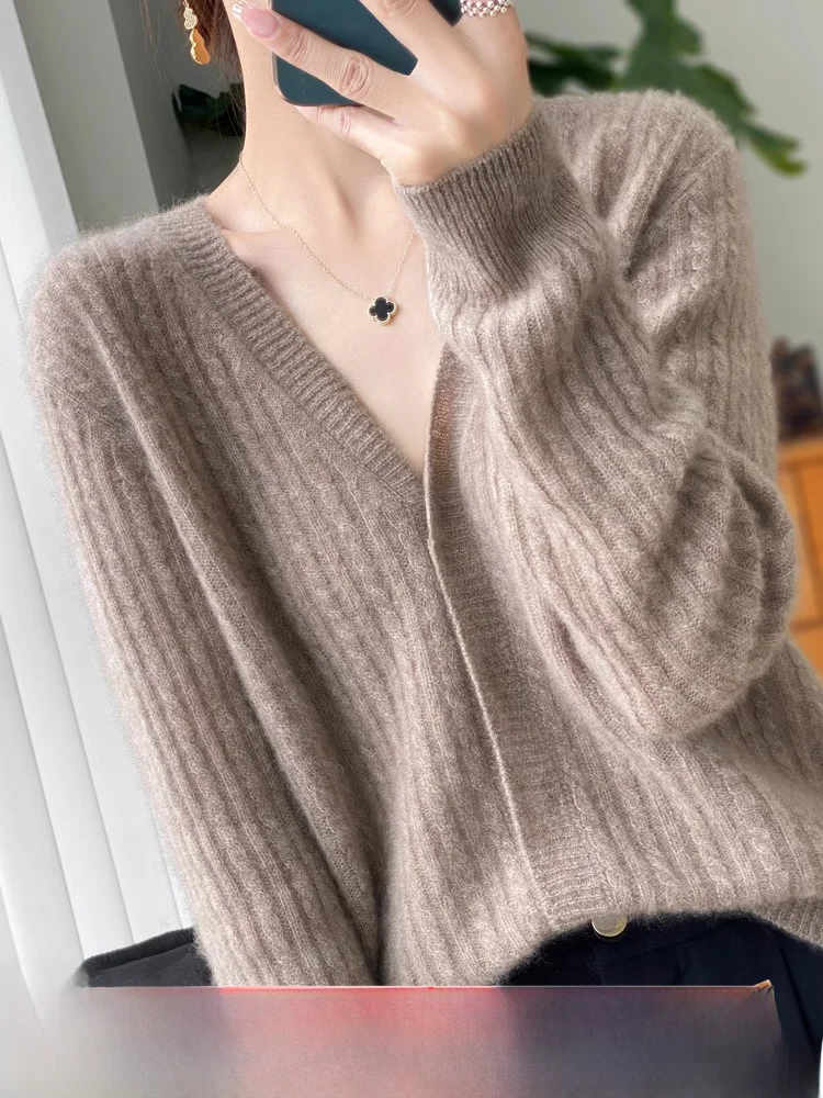 Новинка 2024 осенняя одежда для мам верхняя Женская трикотажная Осенняя блестящая