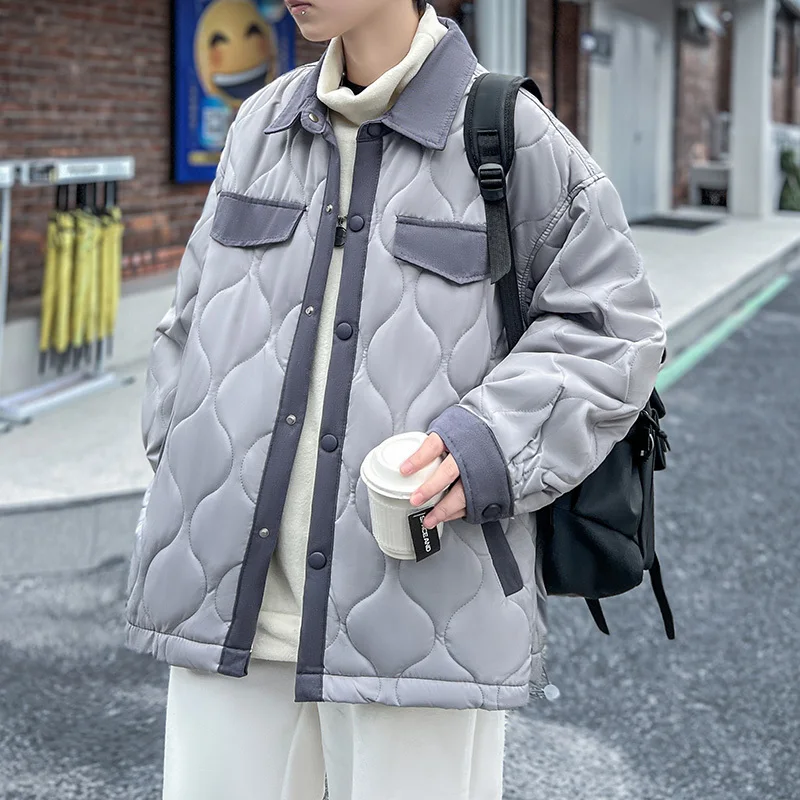 Winter Jacket Men Warm Fashion 3-color Thickened Plaid Jacket Men Streetwear Korean Loose Thick Short Coat Mens Clothes M-3XL