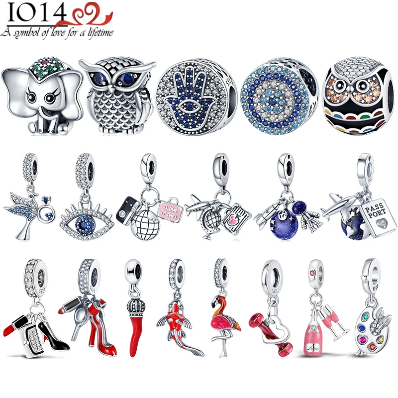 

2022new charm silver color pandolar plata de ley original charm bead pendant fits original pandora women's bracelet DIY jewelry