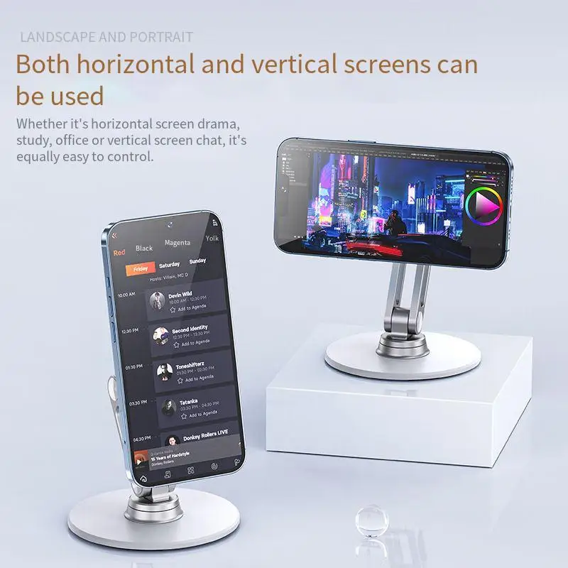 

360° Rotating Adjustable Mobile Phone Tablet Holder Desktop Metal Tablet Computer Lazy Base Rotating Magnetic Suction Holder