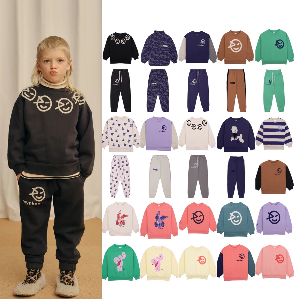 

2023 New Autumn Kids Sweaters Wyn Brand Boys Girls Cute Print Sweatshirts Baby Child Toddler Cotton Outwear Tops Clothes Winter