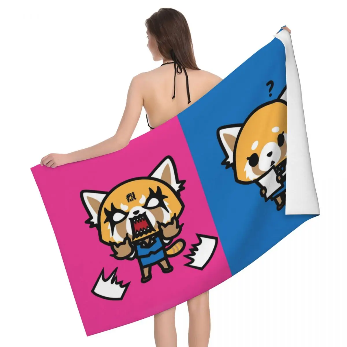 Банное пляжное полотенце Aggretsuko Fenneko, агрессивное полотенце из микрофибры в стиле аниме Retsuko, спортивные полотенца для йоги