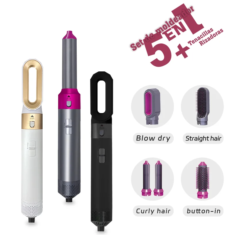 

Professional 5 in 1 Hair Dryer Brush Interchangeable Hair Straightener Brush One Step Electric Hot Air Comb Curly Iron