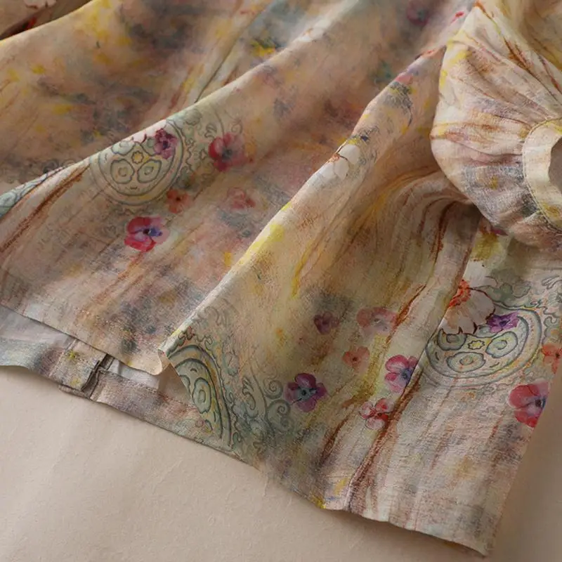 Женская футболка в этническом стиле свободная универсальная плиссированная с