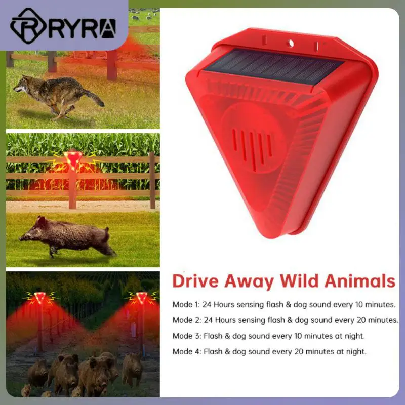 Outdoor Alarm Siren Solar Ip65 Waterproof Animal Repellent Light Drive Away Wild Animals 6 Flashing Red Leds Home Security Safe