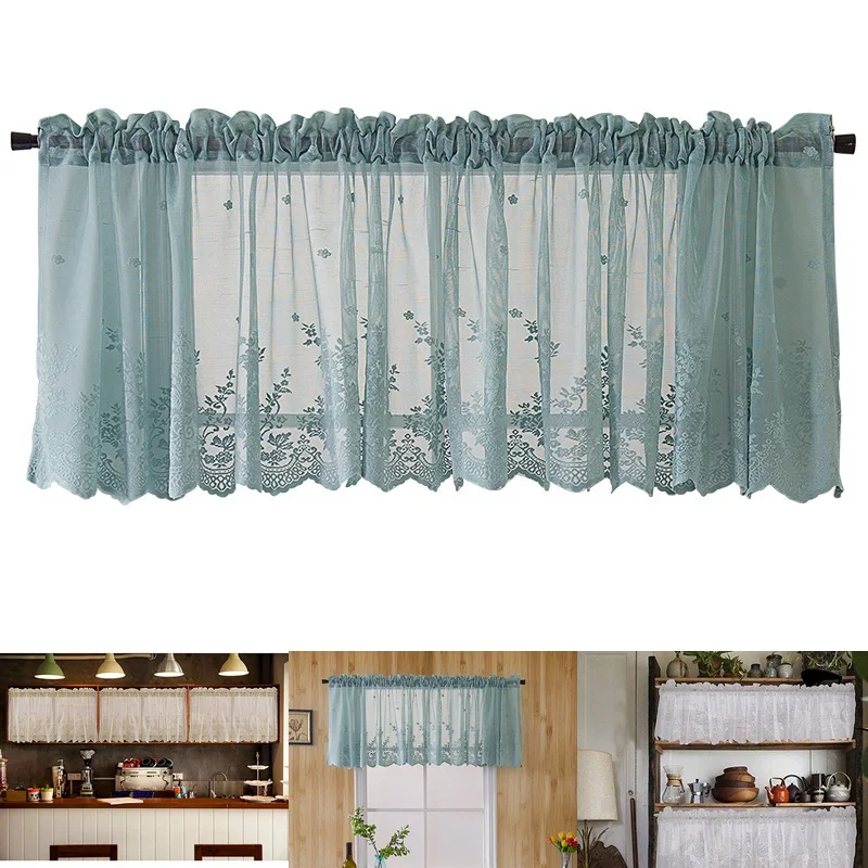 

European Style Window Curtains Lace Jacquard Short Curtain Kitchen Cafe Cabinet Decorative Valance Bedroom Home Decor Drapes